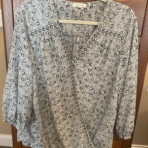 Max Studio Monochrome Floral Blouse